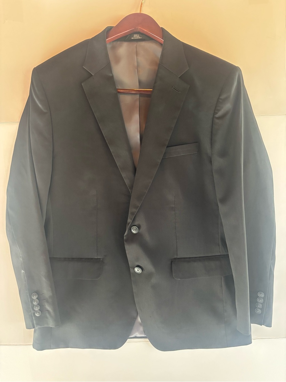 Haggar Black Solid Tailored Fit Suit Jacket 44R 2Btn Notch Lapel